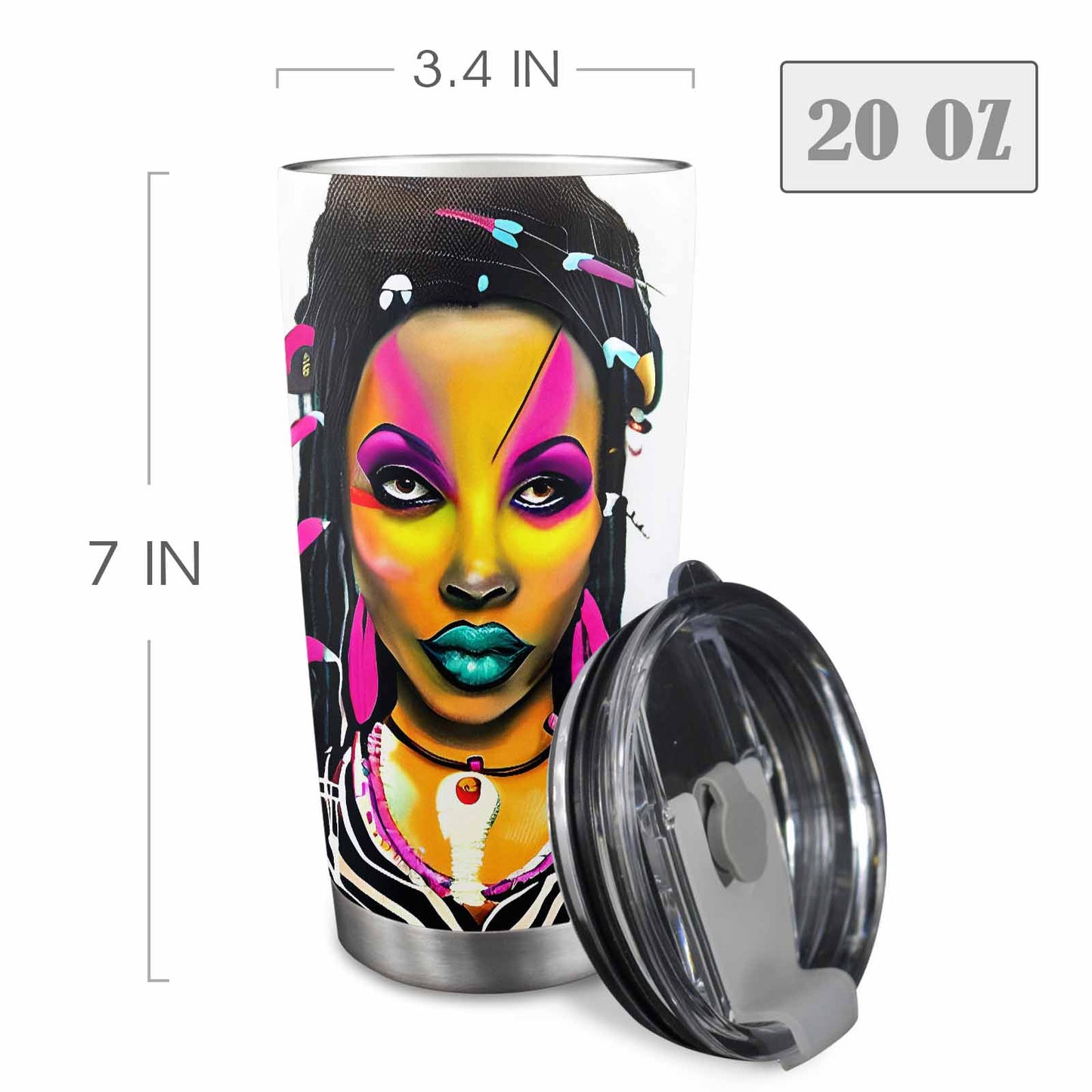 Dreads & Braids, Transparent Tumbler, mug, african tribal, outline BL, Fulangiara 33