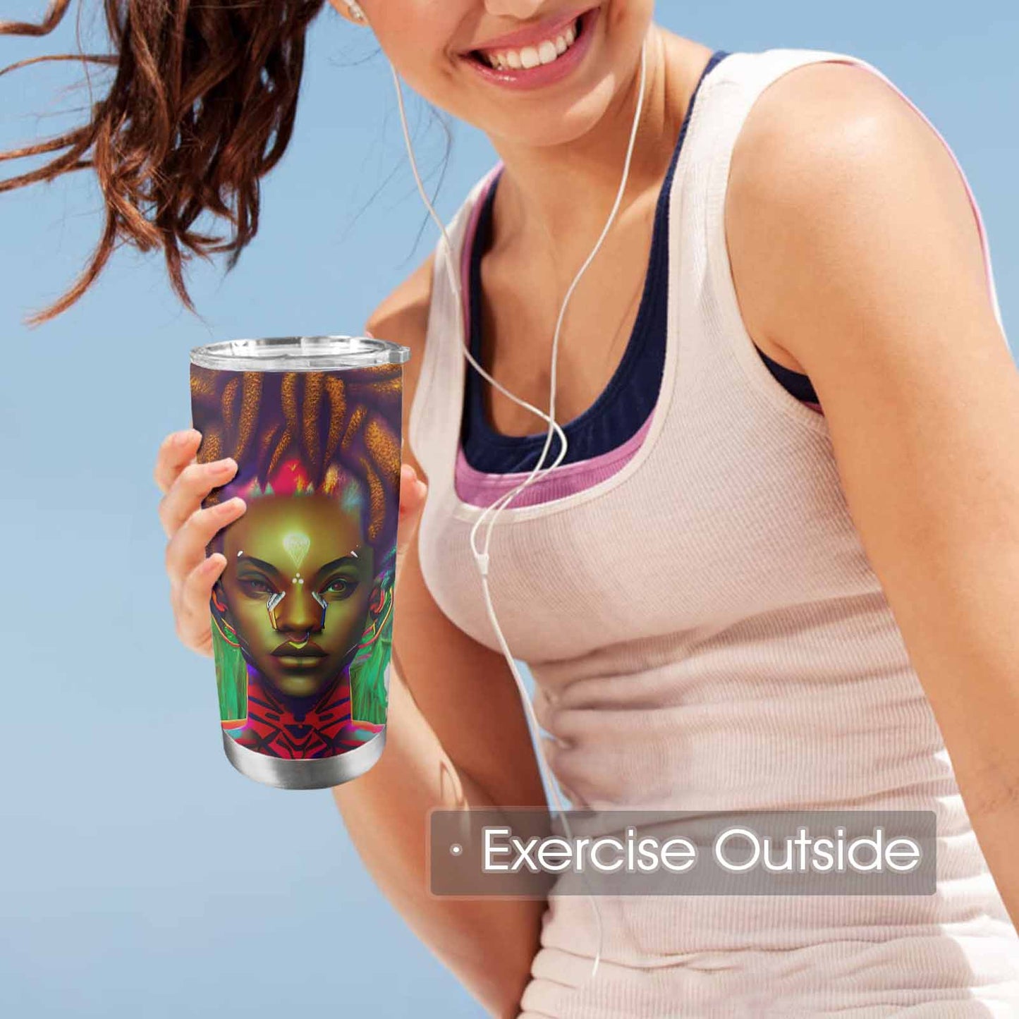 Dreads & Braids, Transparent Tumbler, mug, african tribal, outline BL, Fulangiara 43