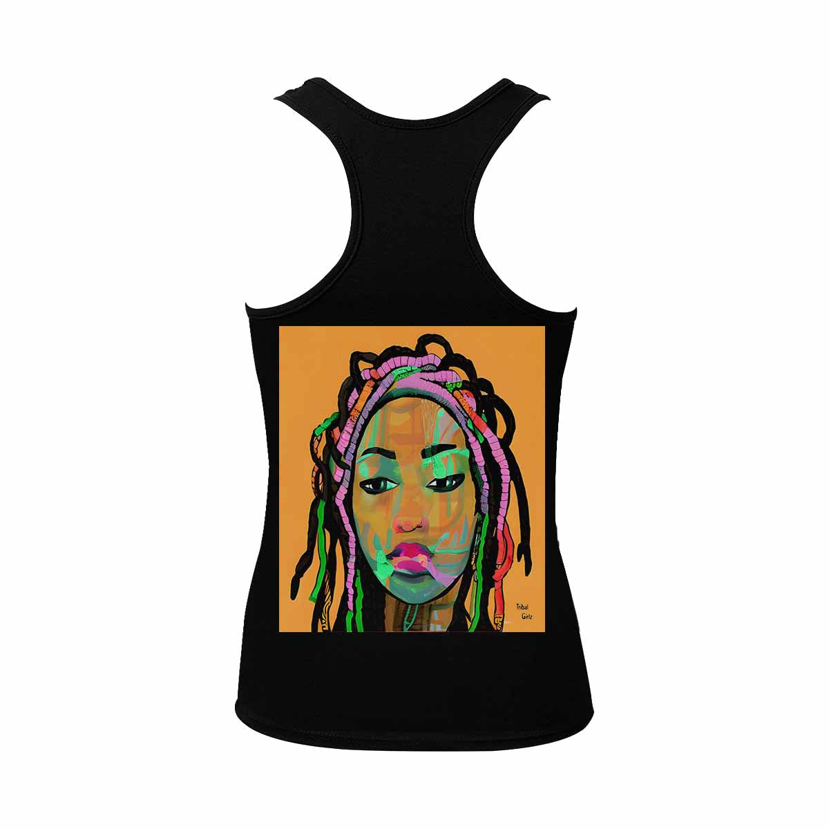 Dreads & Braids, BLACK tank top, cotton, african tribal, full image Fulangiara 3