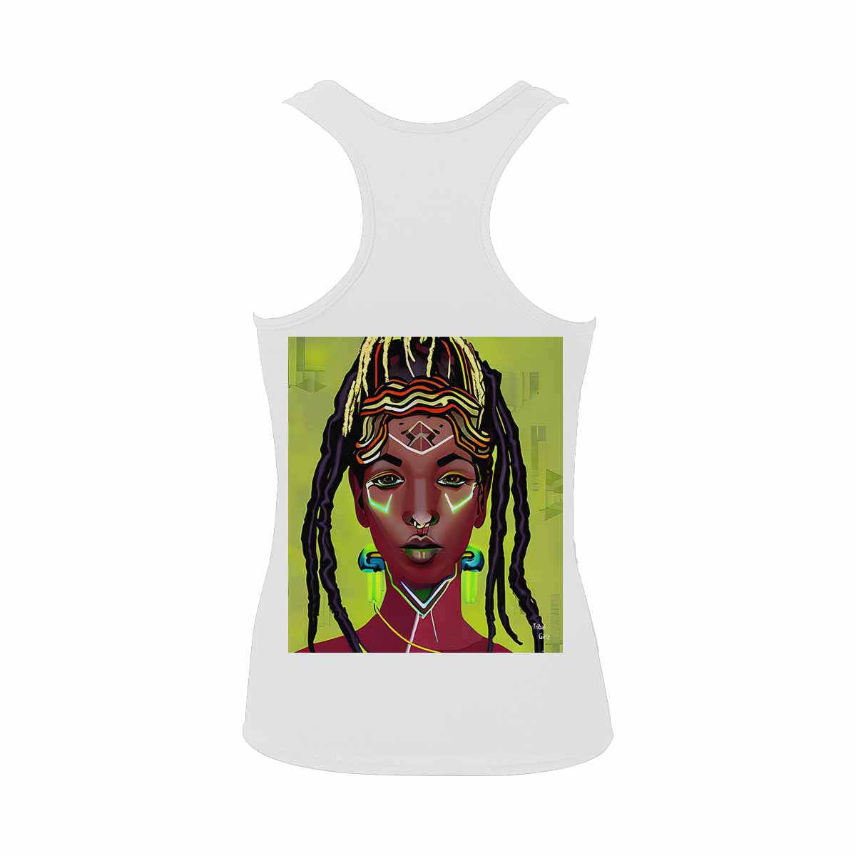 Dreads & Braids, WHITE tank top, cotton, african tribal, full image Fulangiara 44