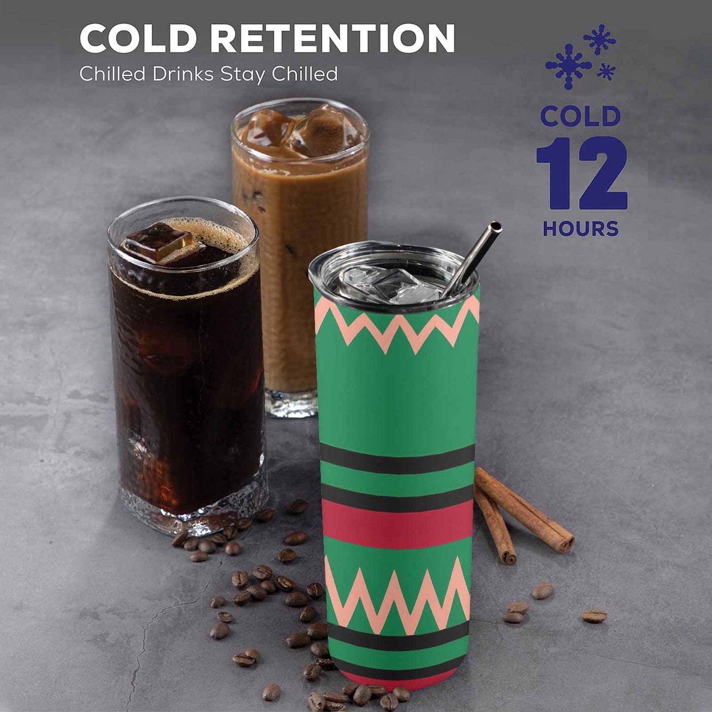 African Art, tall stainless steel insulated tumbler, travel mug, design 15