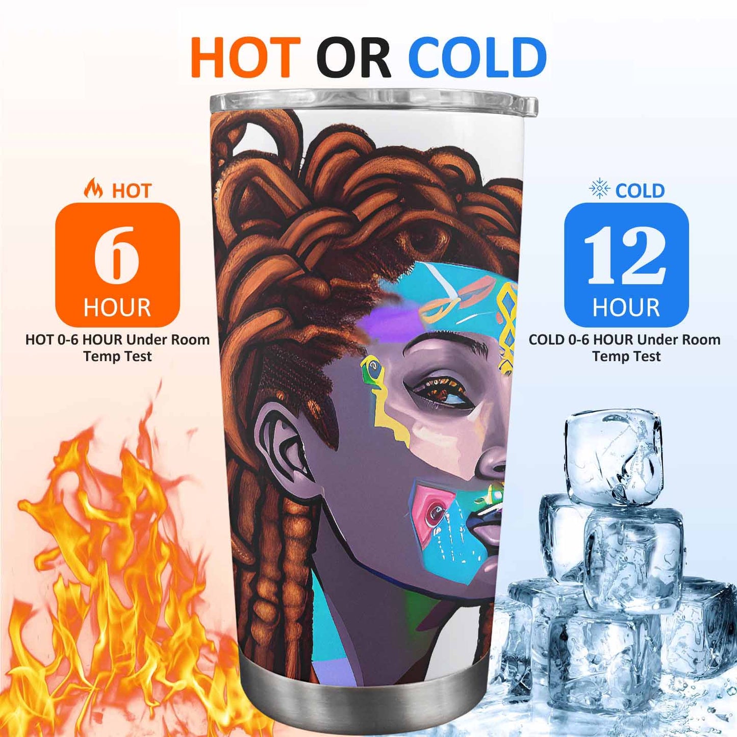 Dreads & Braids, Transparent Tumbler, mug, african tribal, outline BL, Fulangiara 36