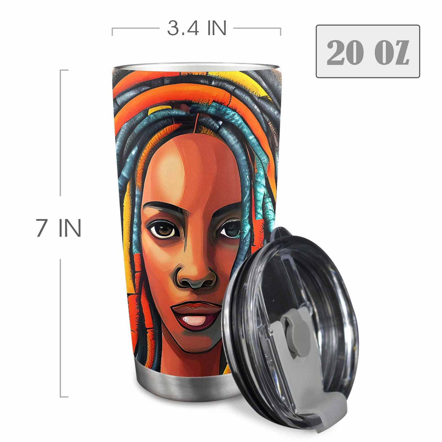 Dreads & Braids, Transparent Tumbler, mug, african tribal, outline BL, Fulangiara 8