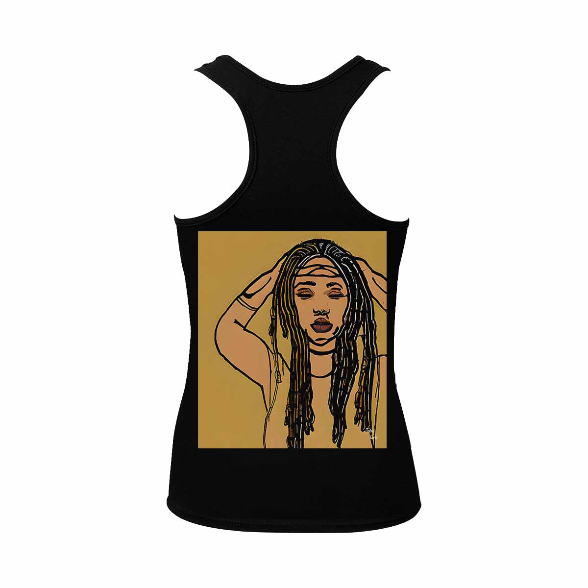 Dreads & Braids, BLACK tank top, cotton, african tribal, full image Fulangiara 24