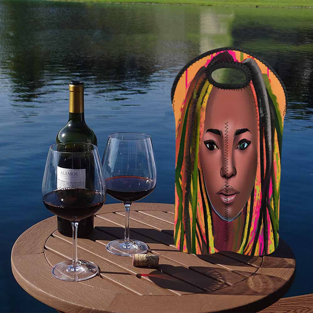 Dreads & Braids, 2 bottle wine bag, picnic or gift, african tribalgirlz Fulangiara 12