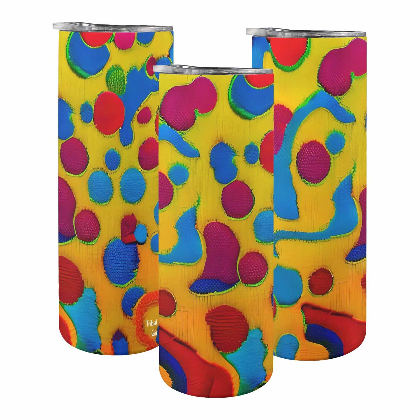 African Art, tall stainless steel insulated tumbler, travel mug, design 06