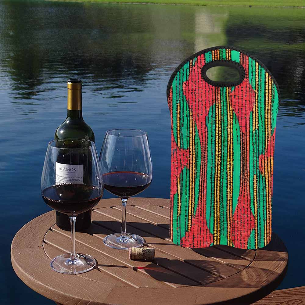 African Art, chic 2 bottle wine bag, design 11