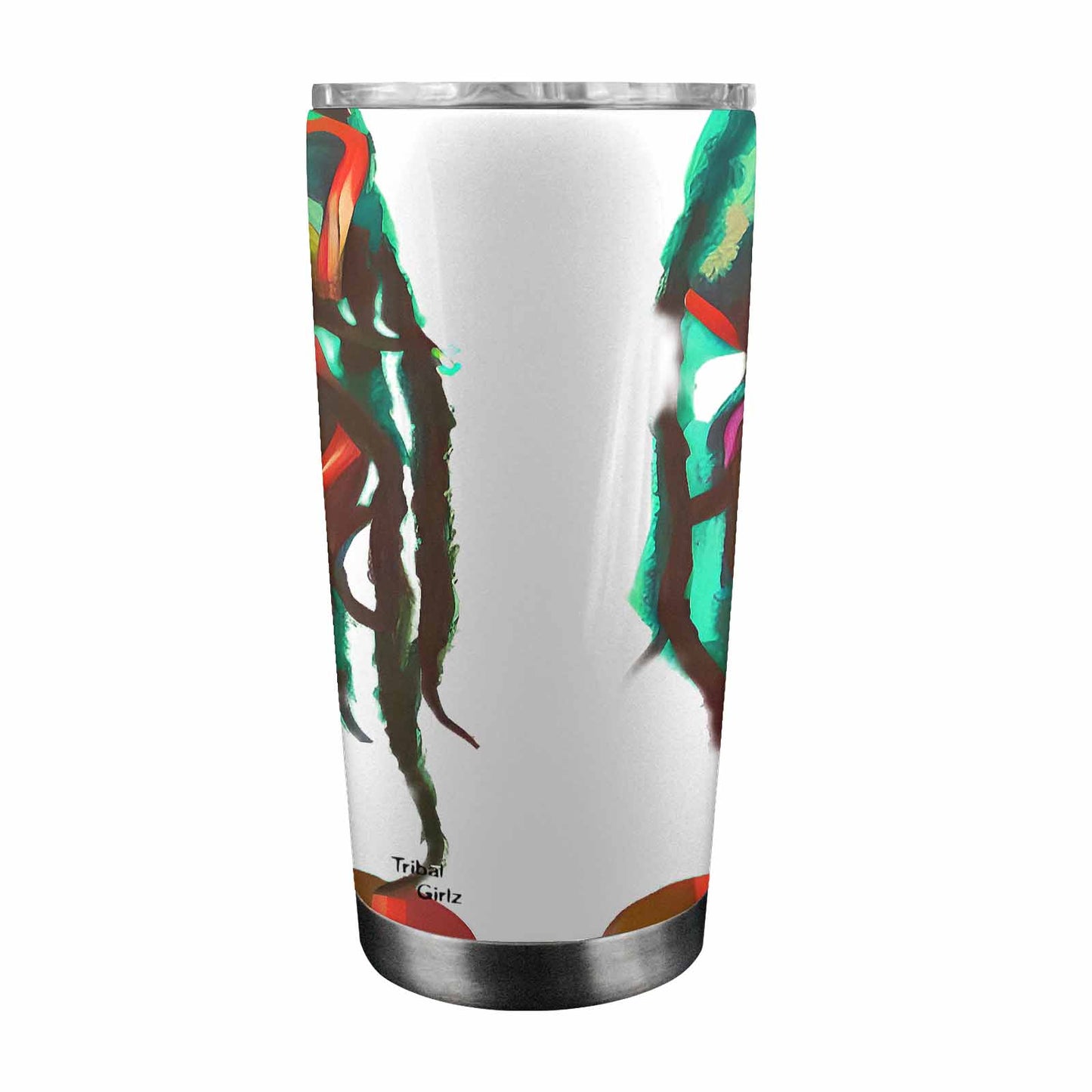 Dreads & Braids, Transparent Tumbler, mug, african tribal, outline BL, Fulangiara 39