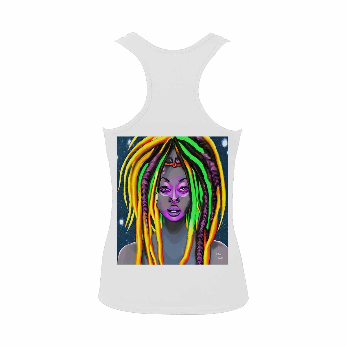 Dreads & Braids, WHITE tank top, cotton, african tribal, full image Fulangiara 28