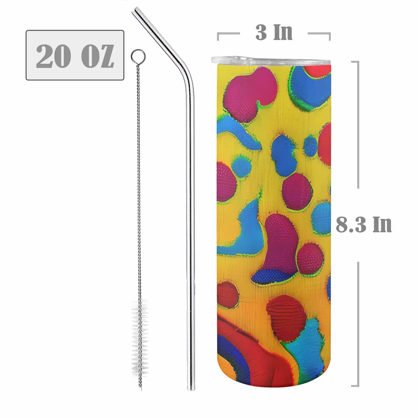 African Art, tall stainless steel insulated tumbler, travel mug, design 06