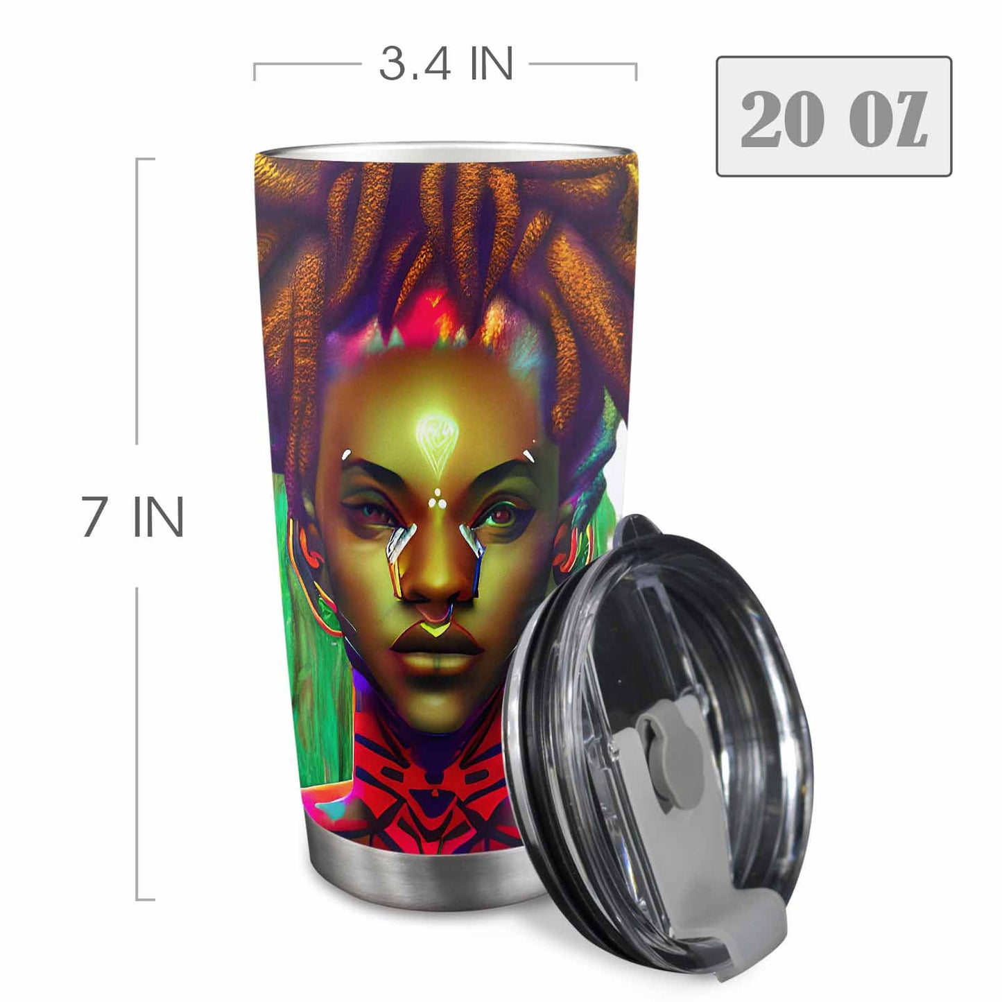 Dreads & Braids, Transparent Tumbler, mug, african tribal, outline BL, Fulangiara 43