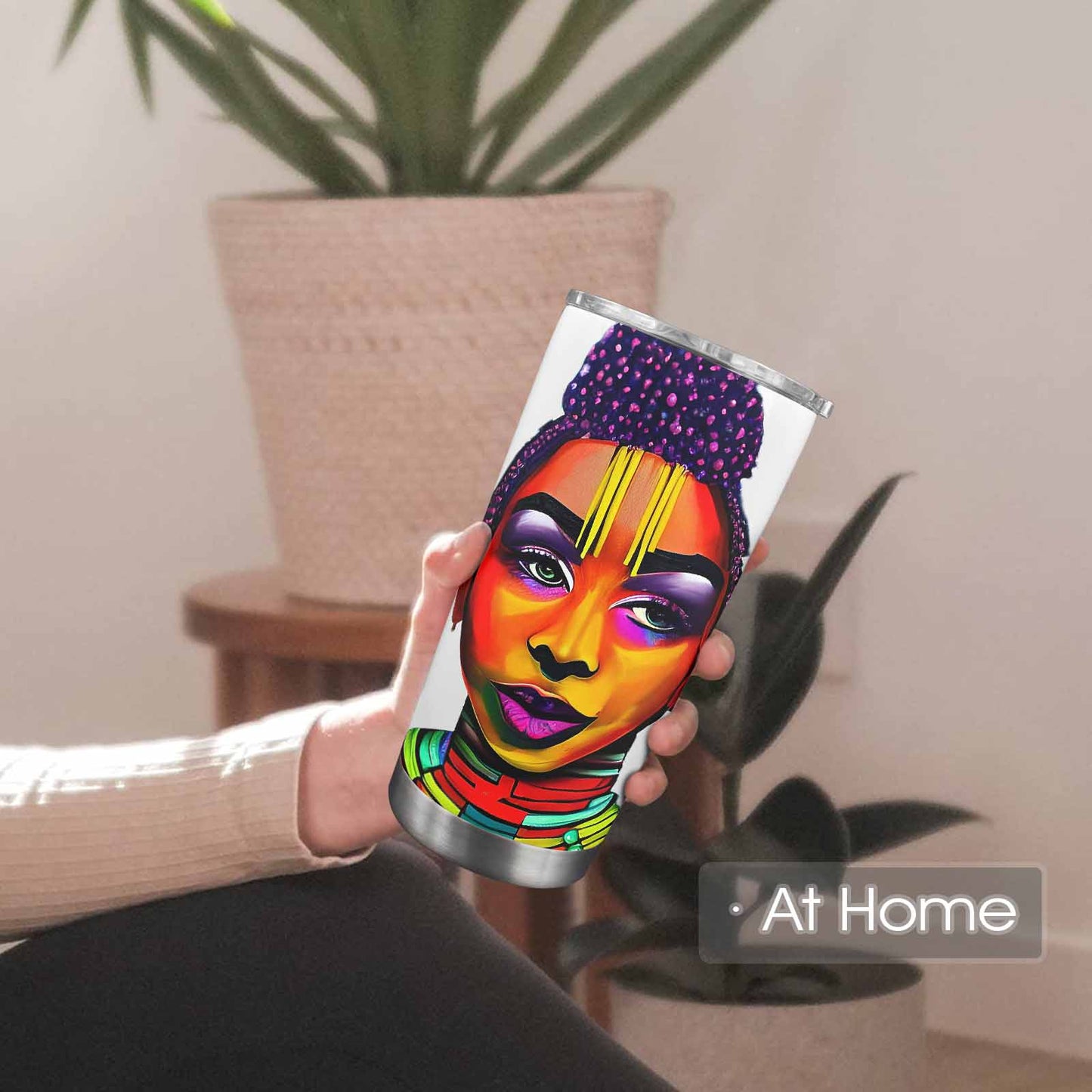 Dreads & Braids, Transparent Tumbler, mug, african tribal, outline BL, Fulangiara 35