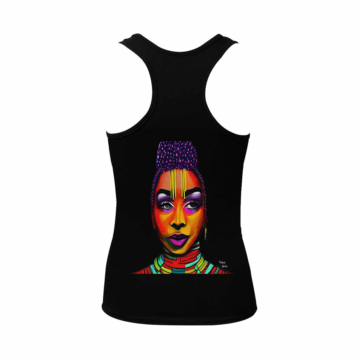 Dreads & Braids, BLACK tank top, cotton, african tribal, outline WL, Fulangiara 35