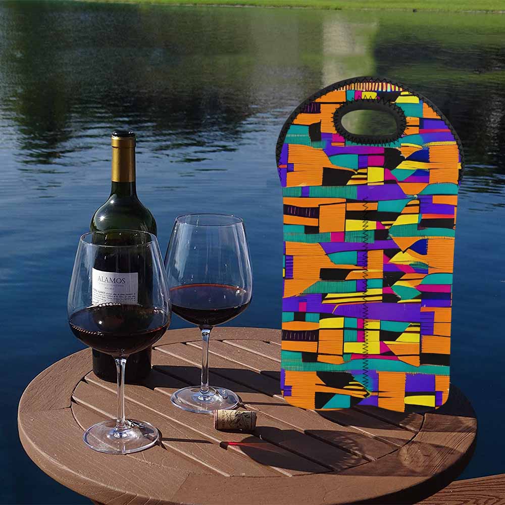 African Art, chic 2 bottle wine bag, design 39
