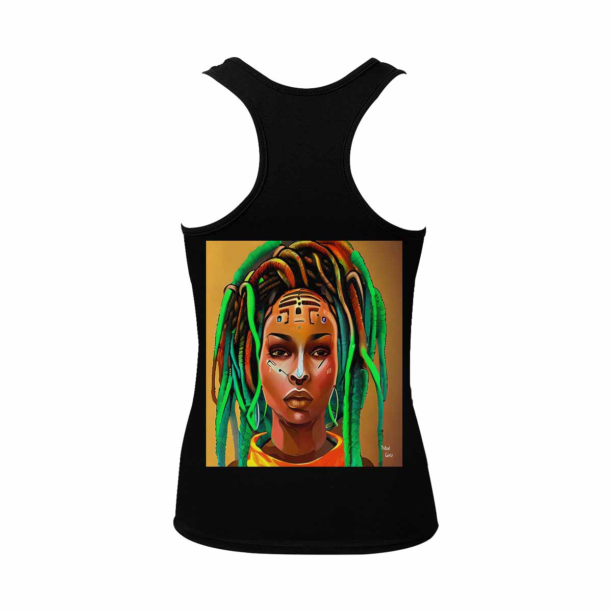Dreads & Braids, BLACK tank top, cotton, african tribal, full image Fulangiara 48