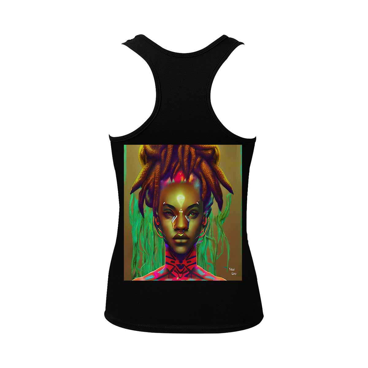 Dreads & Braids, BLACK tank top, cotton, african tribal, full image Fulangiara 43