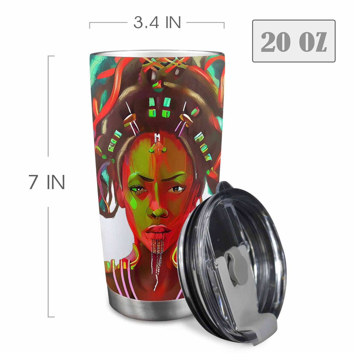 Dreads & Braids, Transparent Tumbler, mug, african tribal, outline BL, Fulangiara 39