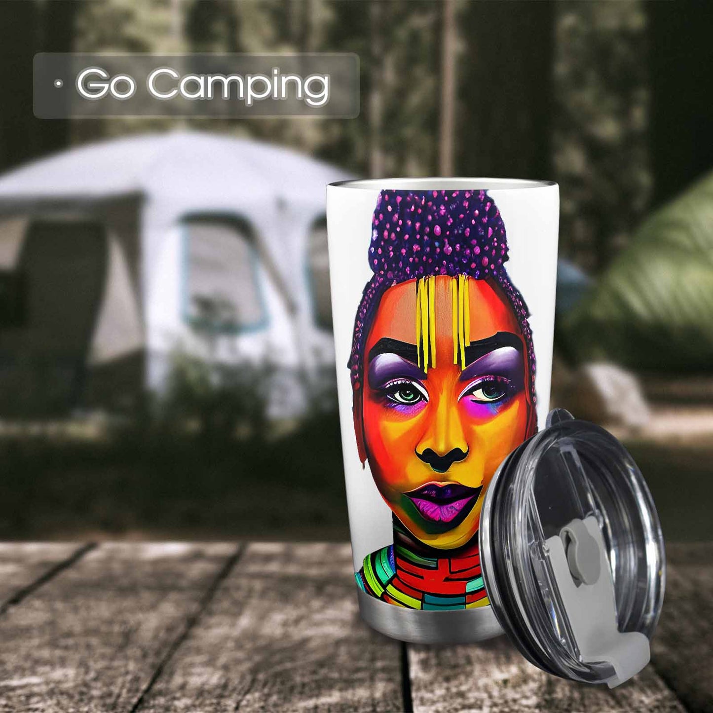 Dreads & Braids, Transparent Tumbler, mug, african tribal, outline BL, Fulangiara 35