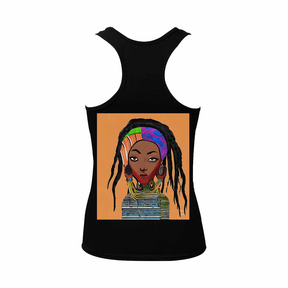 Dreads & Braids, BLACK tank top, cotton, african tribal, full image Fulangiara 18