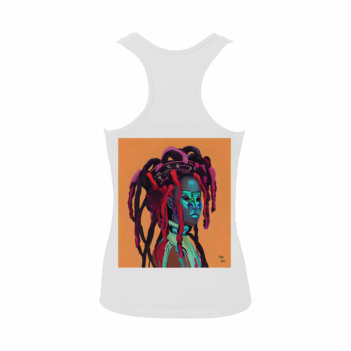 Dreads & Braids, WHITE tank top, cotton, african tribal, full image Fulangiara 7