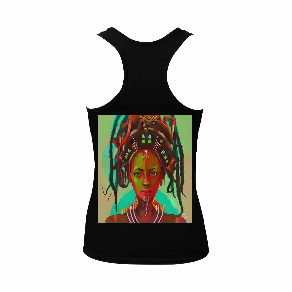 Dreads & Braids, BLACK tank top, cotton, african tribal, full image Fulangiara 39