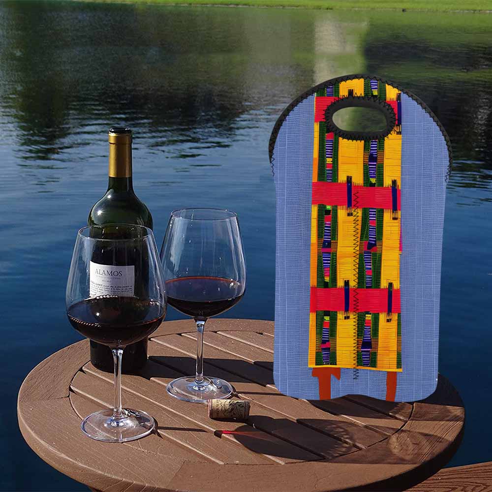 African Art, chic 2 bottle wine bag, design 32