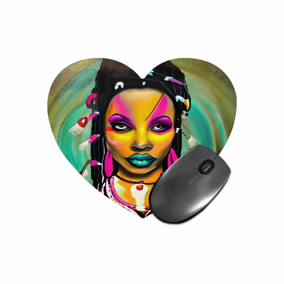 Dreads & Braids, heart shape mouse pad, Fulangiara 33