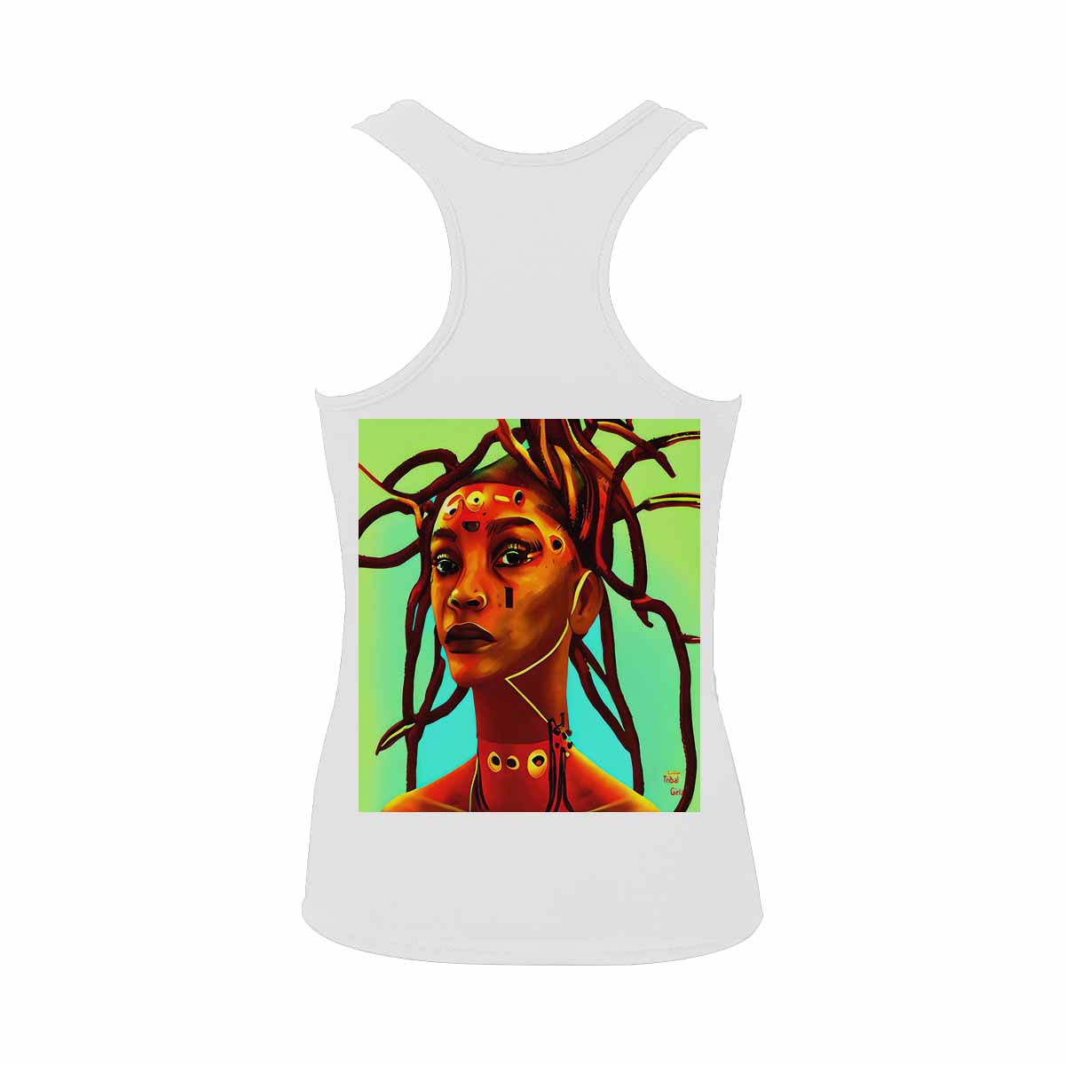 Dreads & Braids, WHITE tank top, cotton, african tribal, full image Fulangiara 37