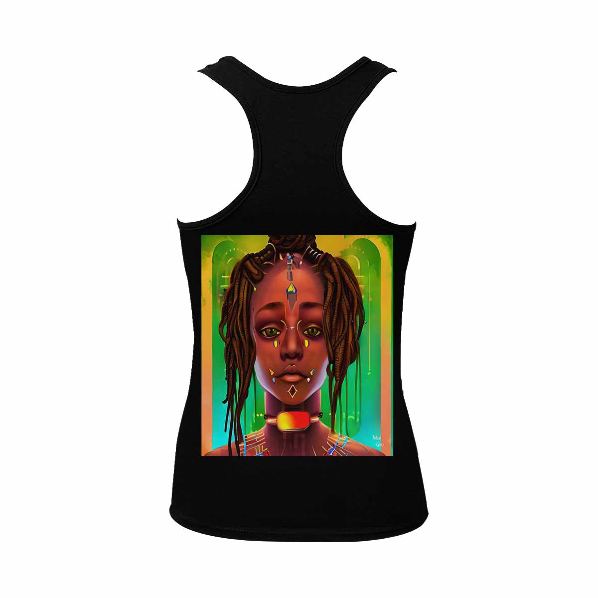 Dreads & Braids, BLACK tank top, cotton, african tribal, full image Fulangiara 45