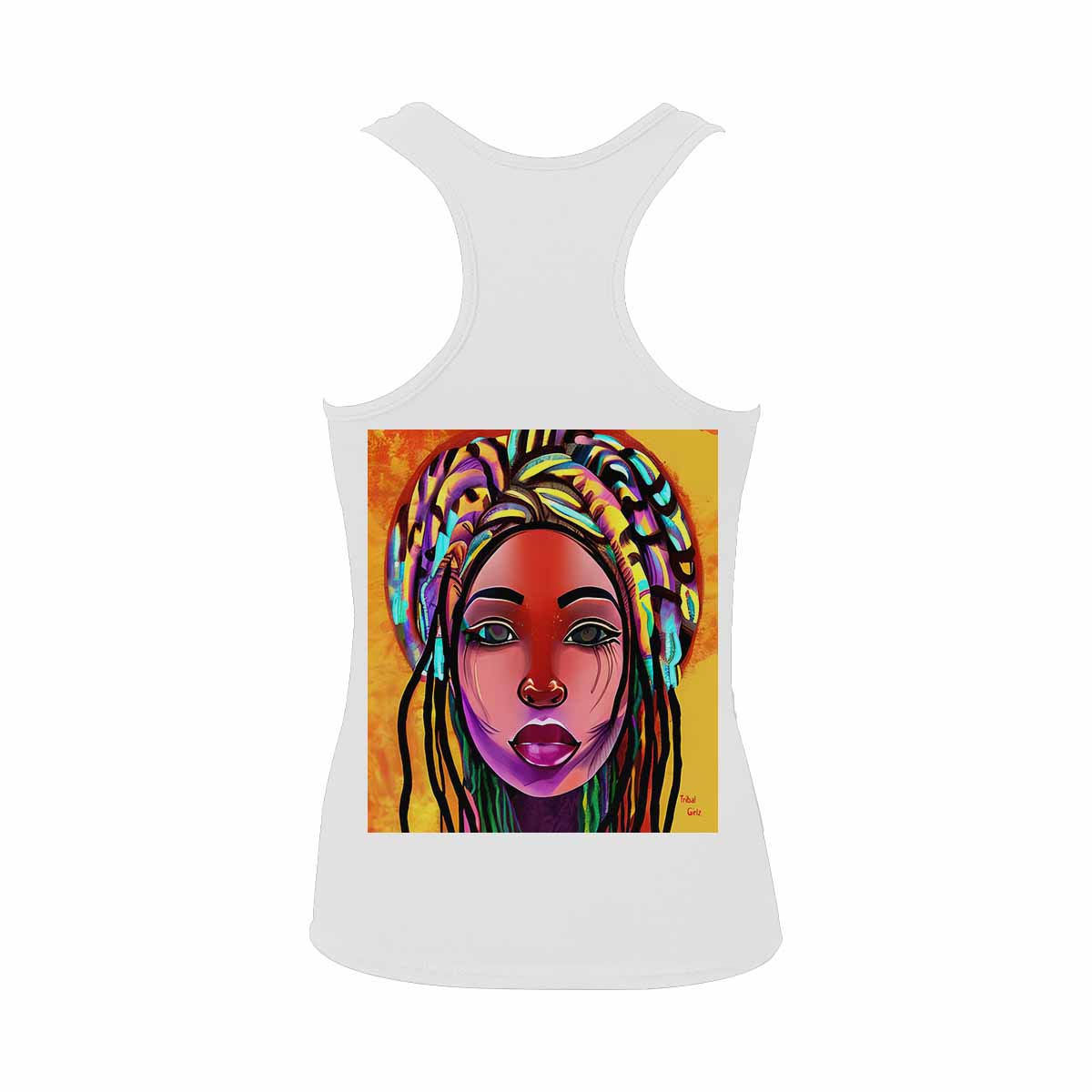 Dreads & Braids, WHITE tank top, cotton, african tribal, full image Fulangiara 22