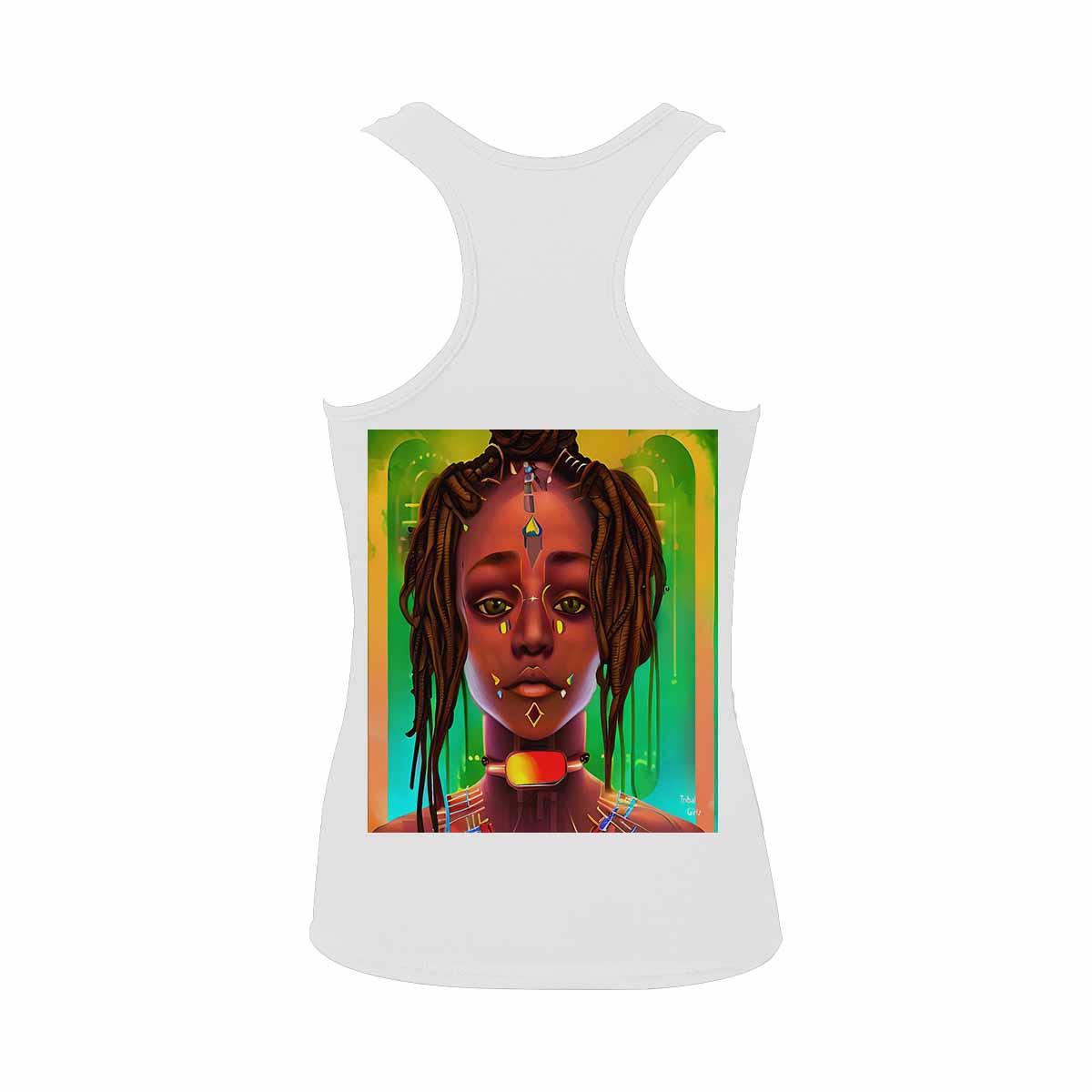 Dreads & Braids, WHITE tank top, cotton, african tribal, full image Fulangiara 45