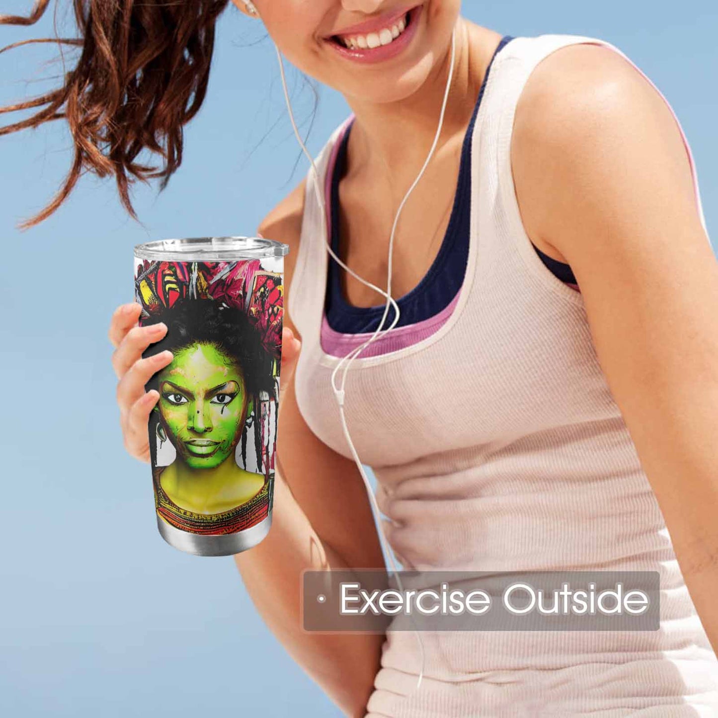 Dreads & Braids, Transparent Tumbler, mug, african tribal, outline MCL, Fulangiara 2