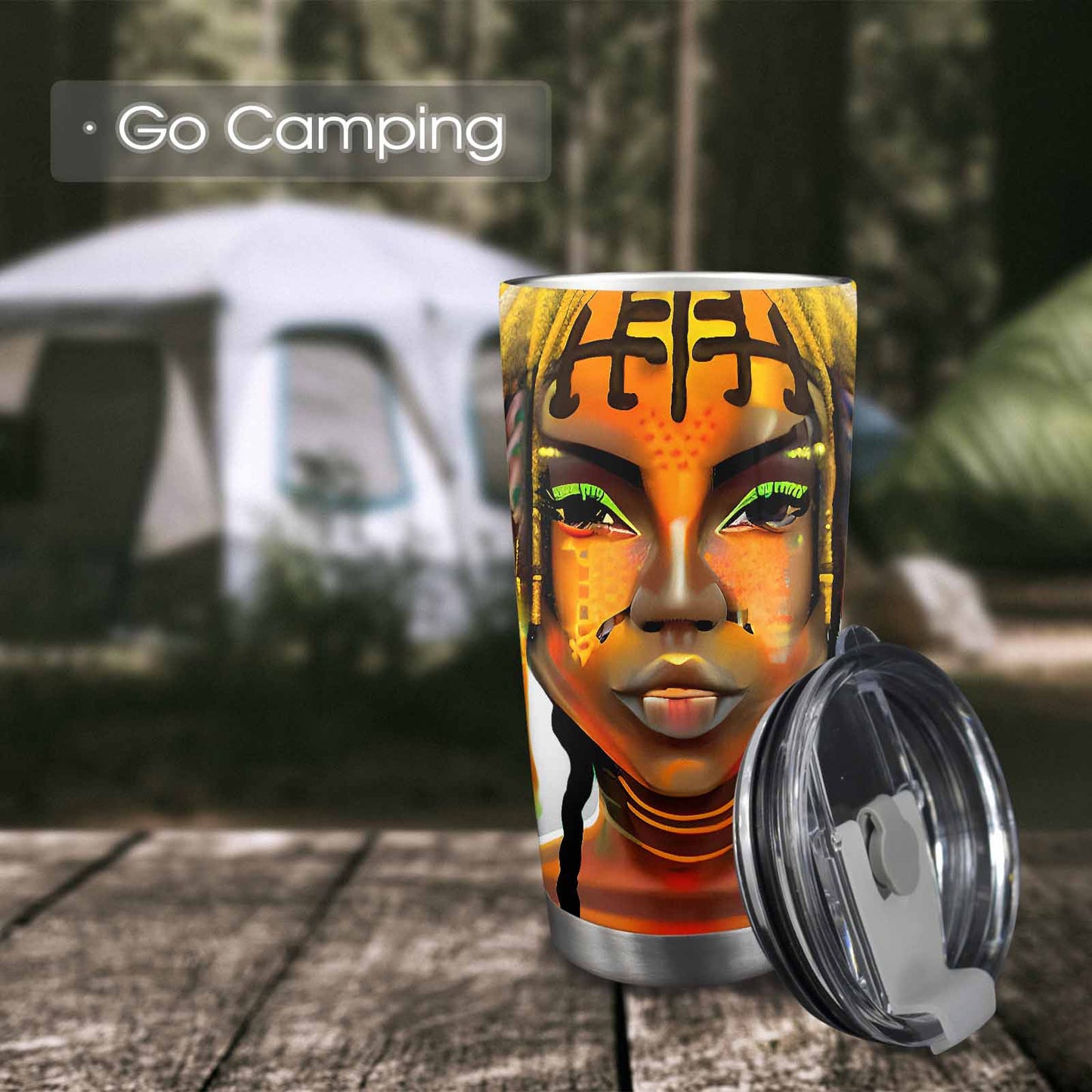 Dreads & Braids, Transparent Tumbler, mug, african tribal, outline BL, Fulangiara 41