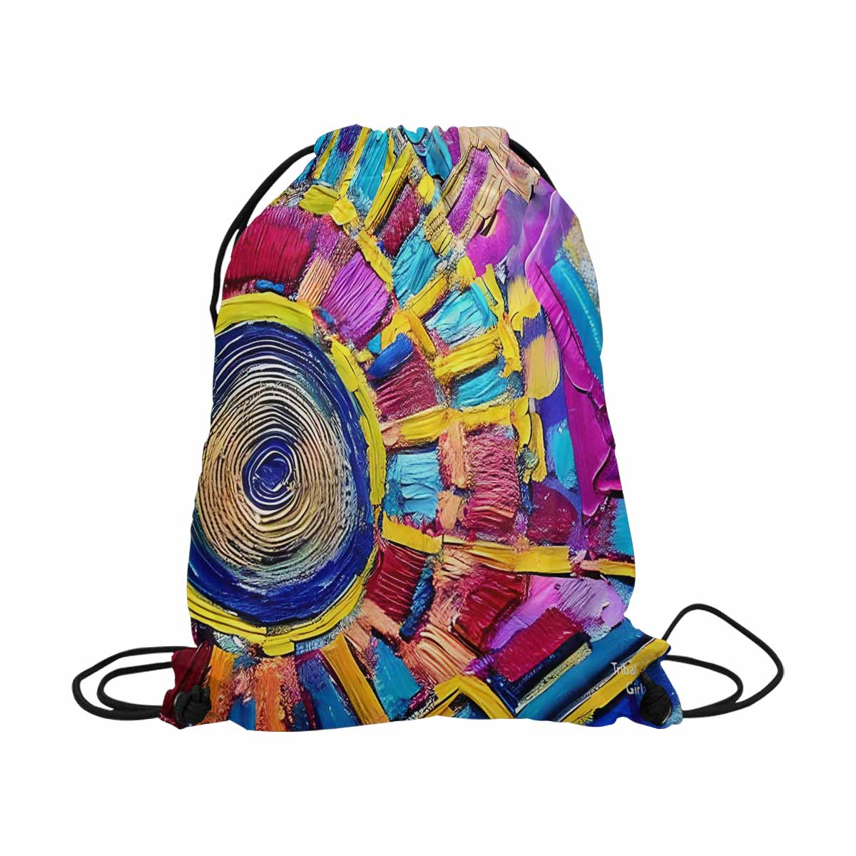African artsy drawstring sling bag, design 04