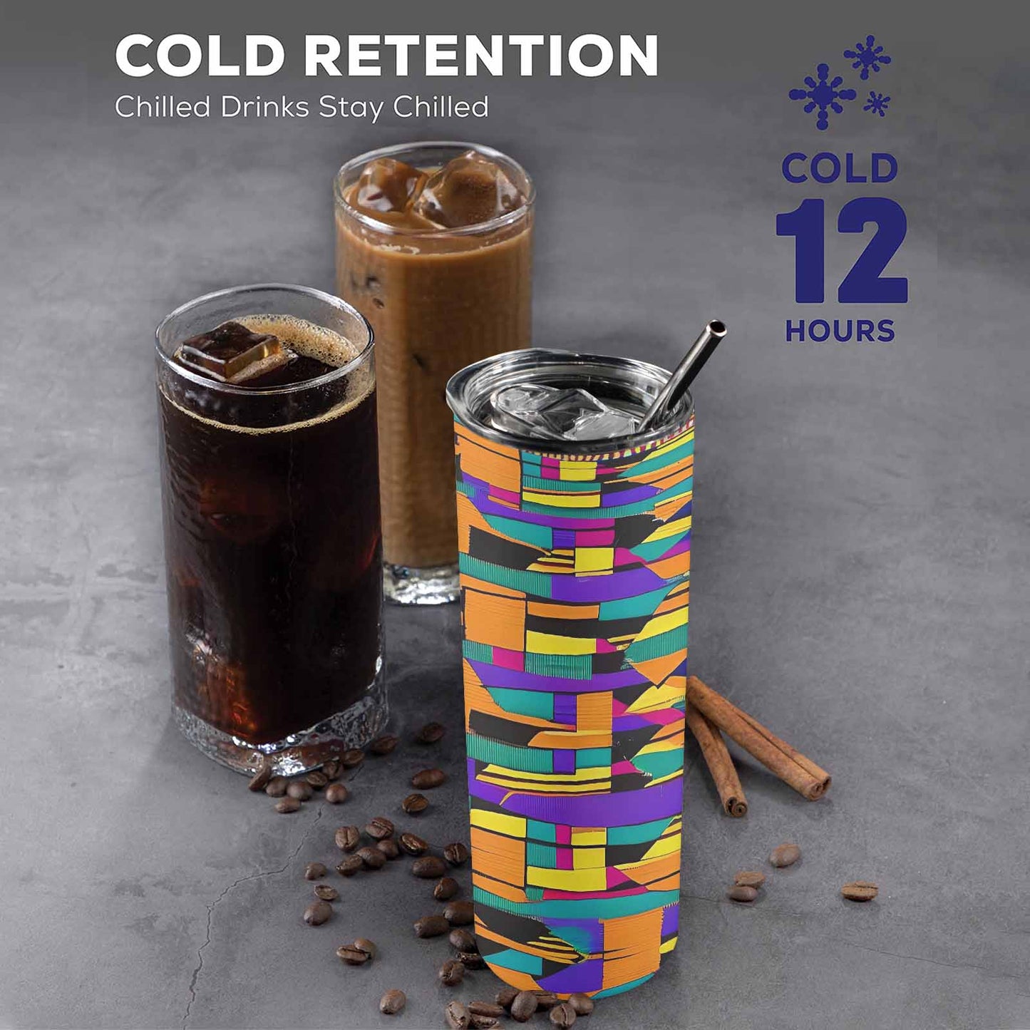 African Art, tall stainless steel insulated tumbler, travel mug, design 39