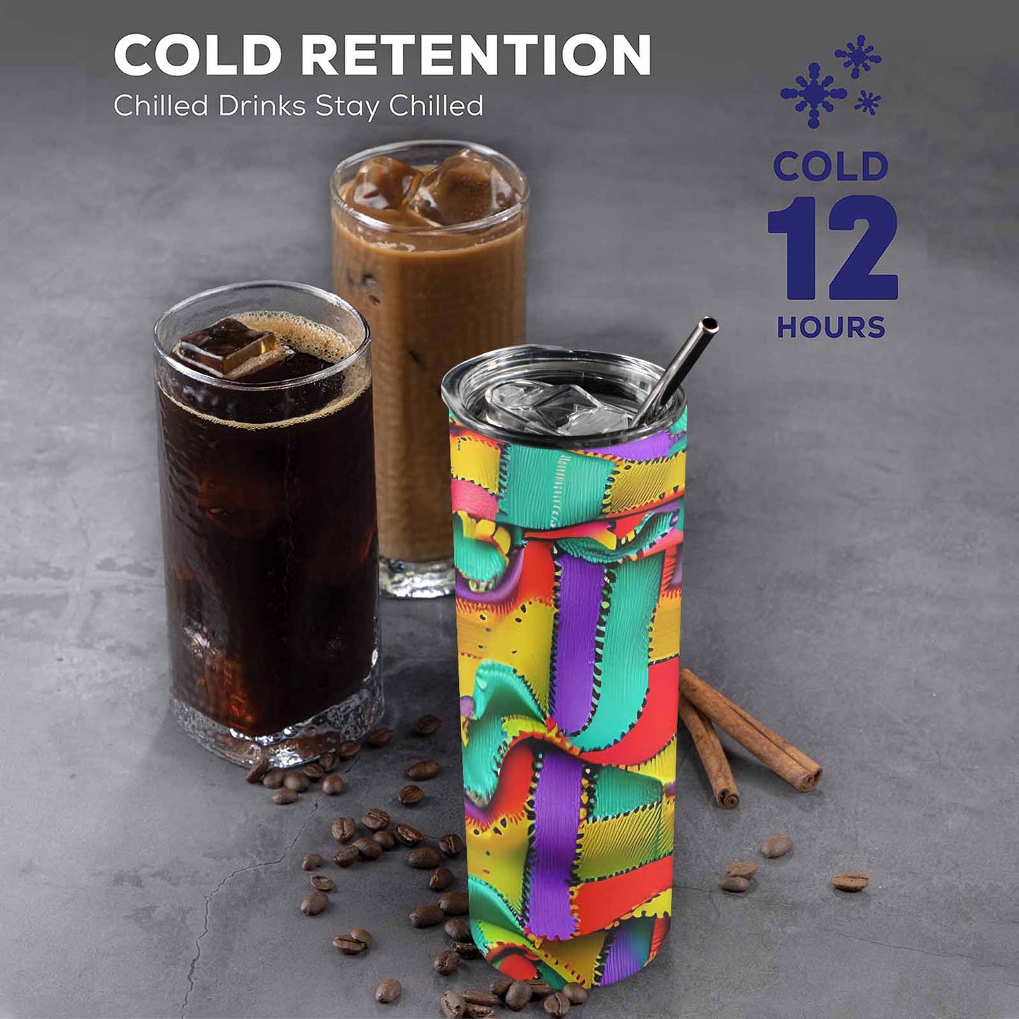 African Art, tall stainless steel insulated tumbler, travel mug, design 05