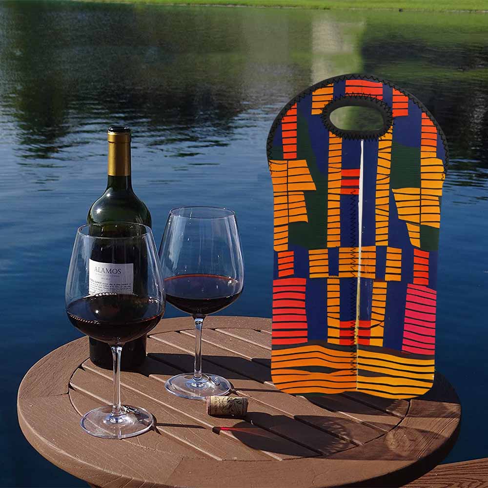 African Art, chic 2 bottle wine bag, design 18