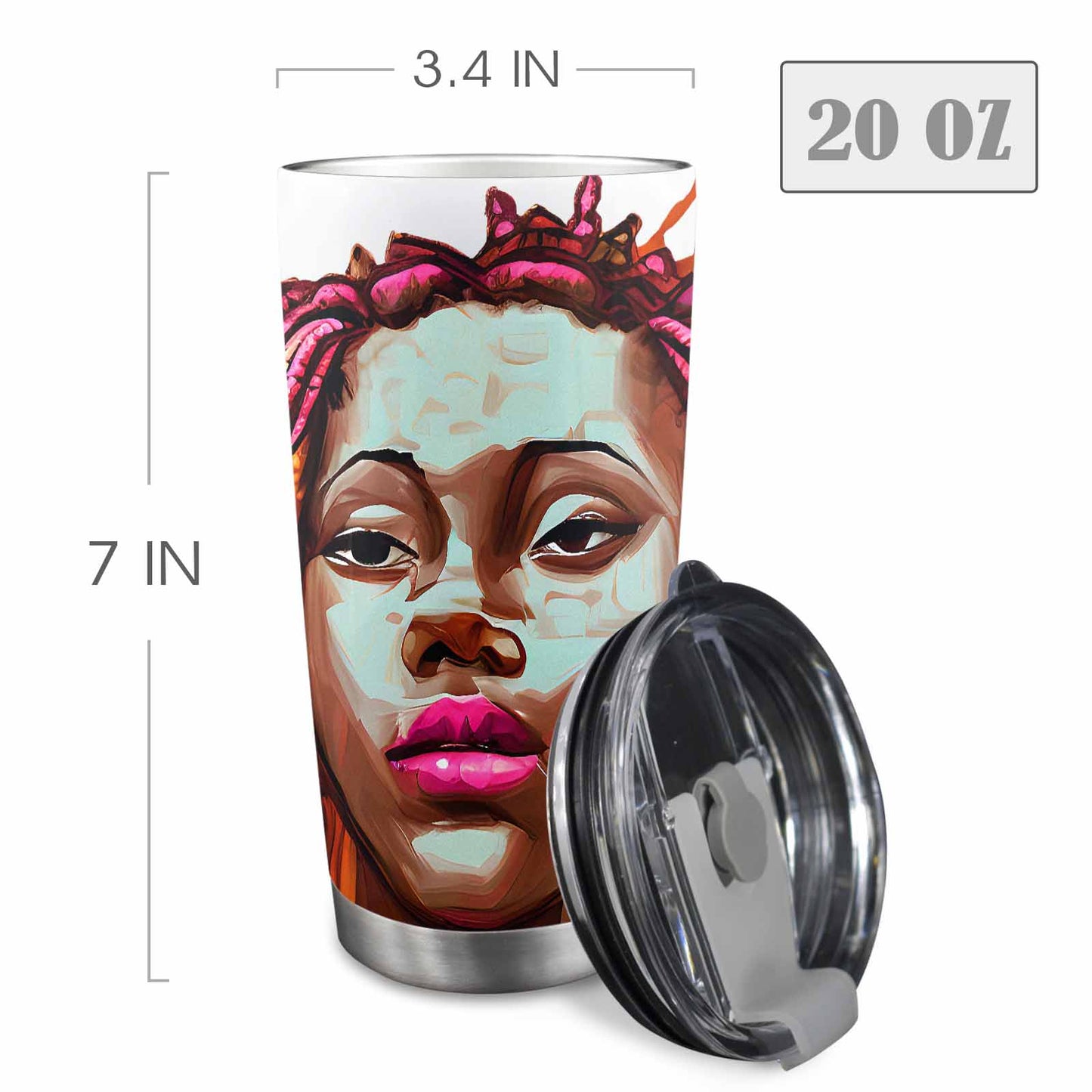Dreads & Braids, Transparent Tumbler, mug, african tribal, outline BL, Fulangiara 11