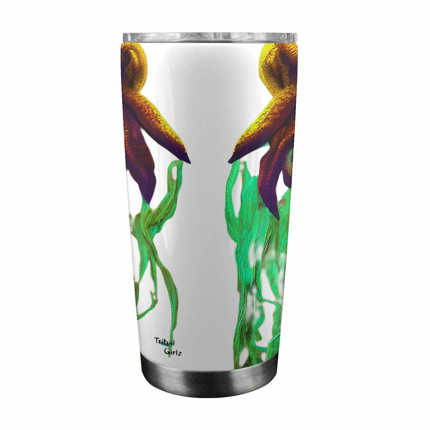 Dreads & Braids, Transparent Tumbler, mug, african tribal, outline BL, Fulangiara 43