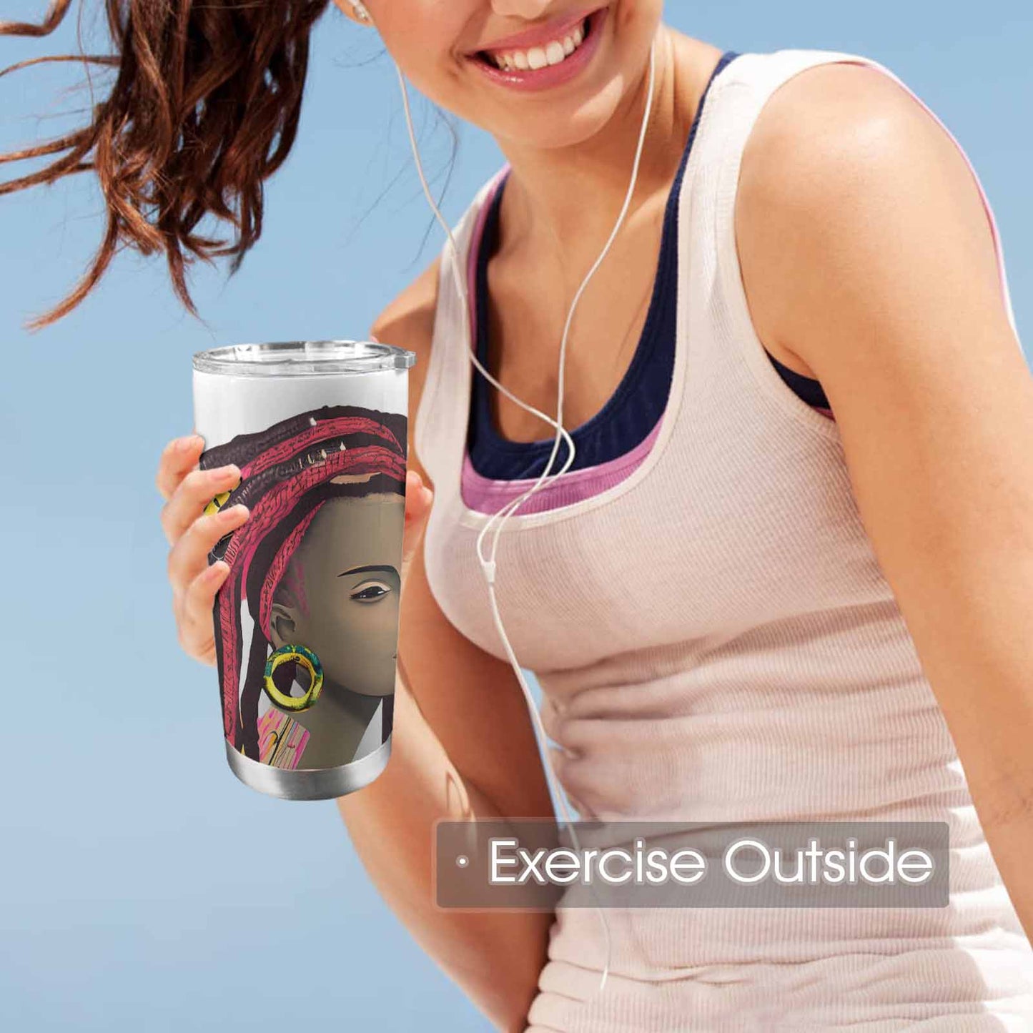 Dreads & Braids, Transparent Tumbler, mug, african tribal, outline BL, Fulangiara 4