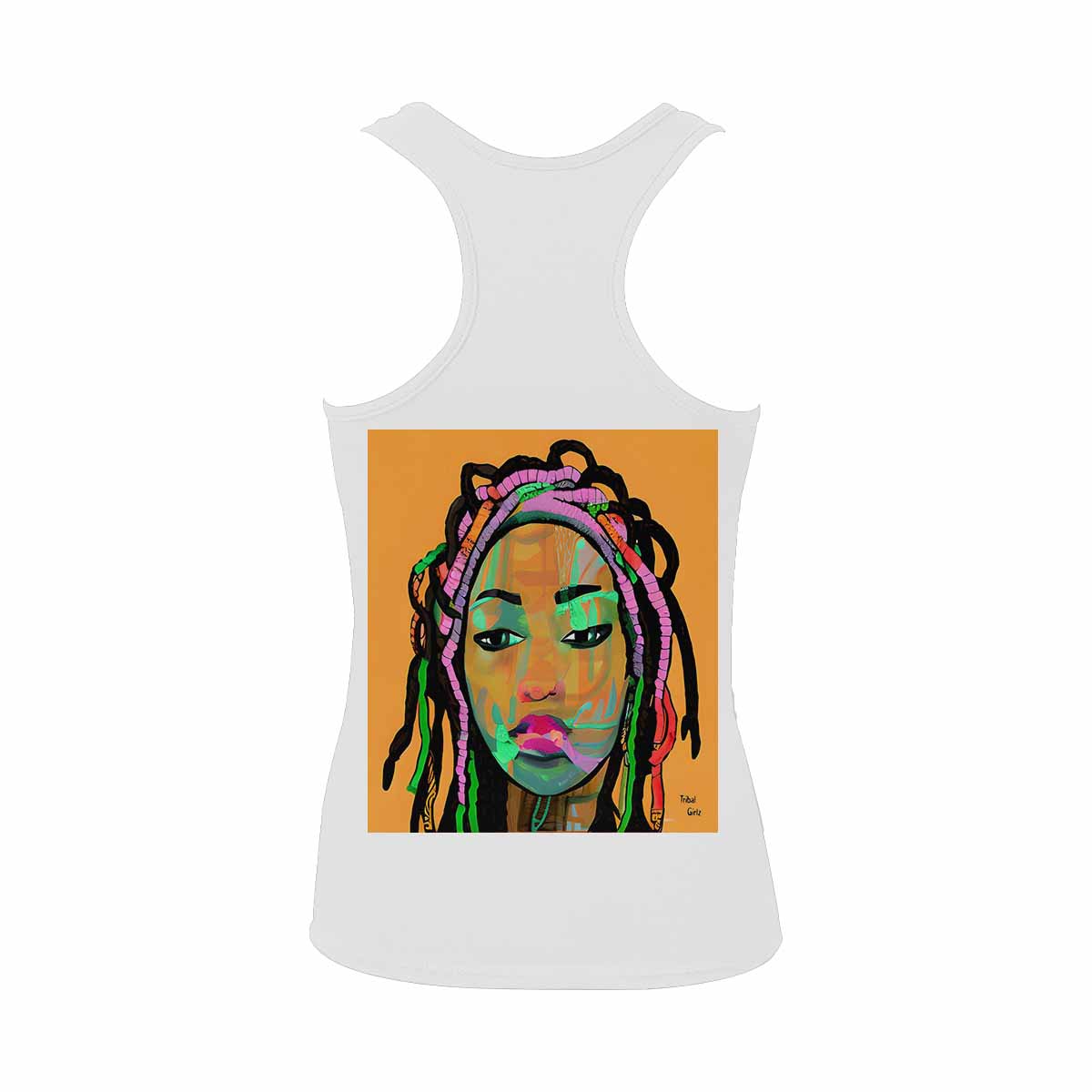 Dreads & Braids, WHITE tank top, cotton, african tribal, full image Fulangiara 3