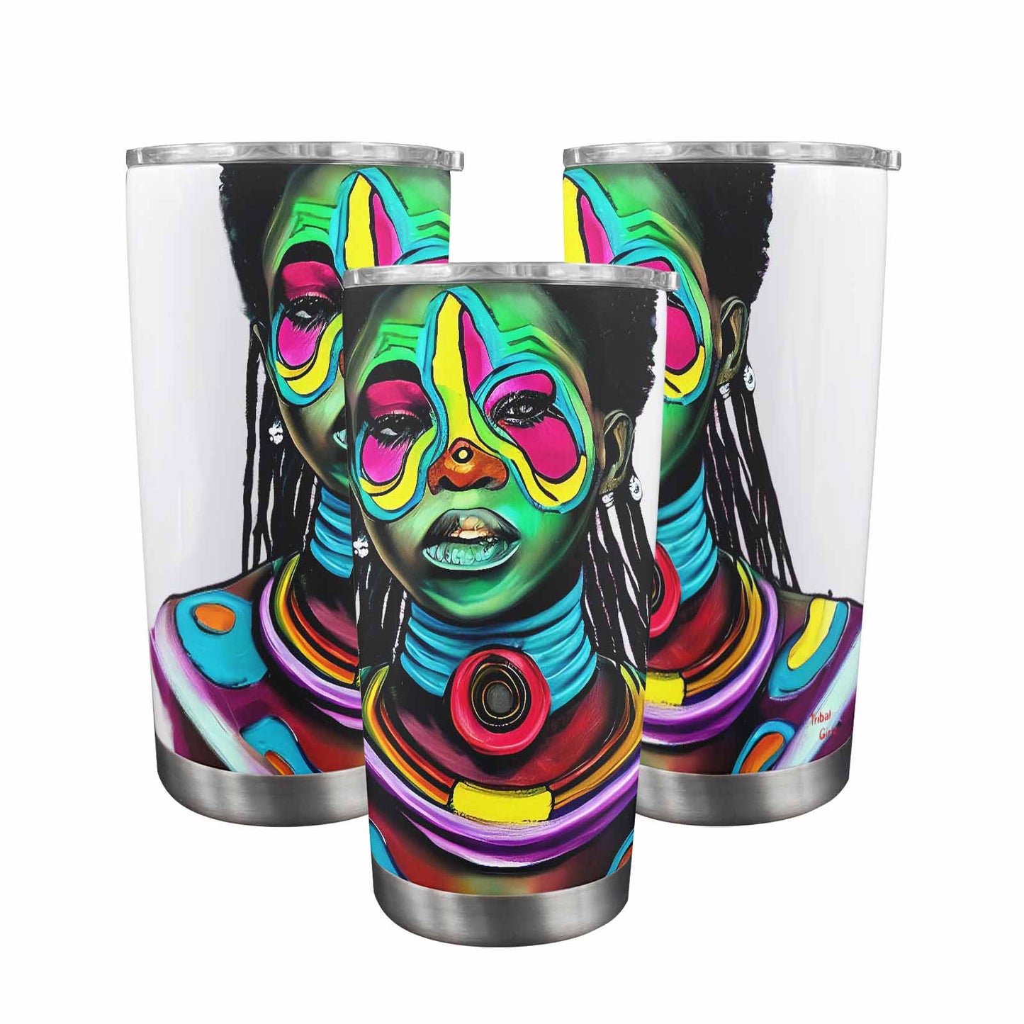 Dreads & Braids, Transparent Tumbler, mug, african tribal, outline MCL, Fulangiara 17