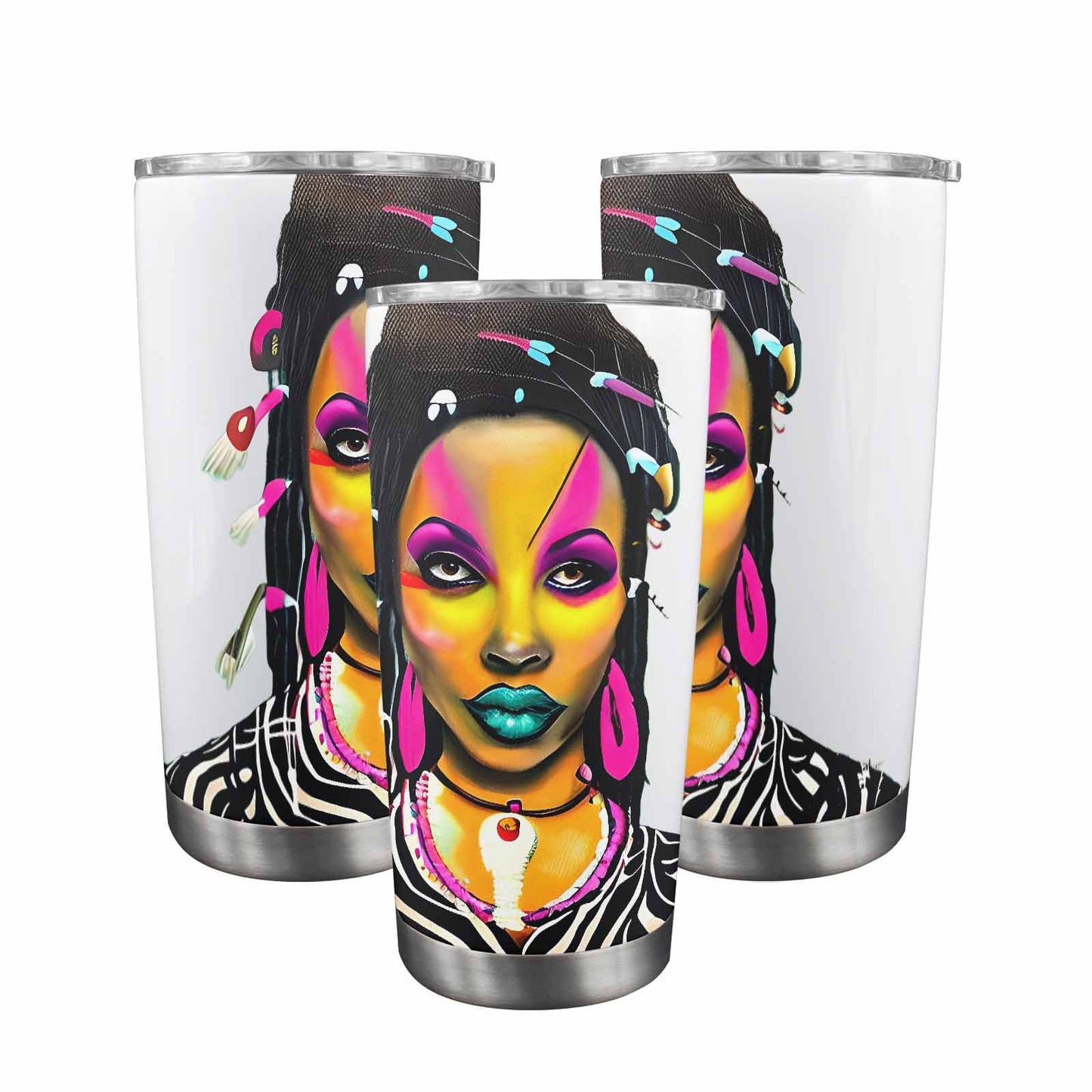 Dreads & Braids, Transparent Tumbler, mug, african tribal, outline BL, Fulangiara 33