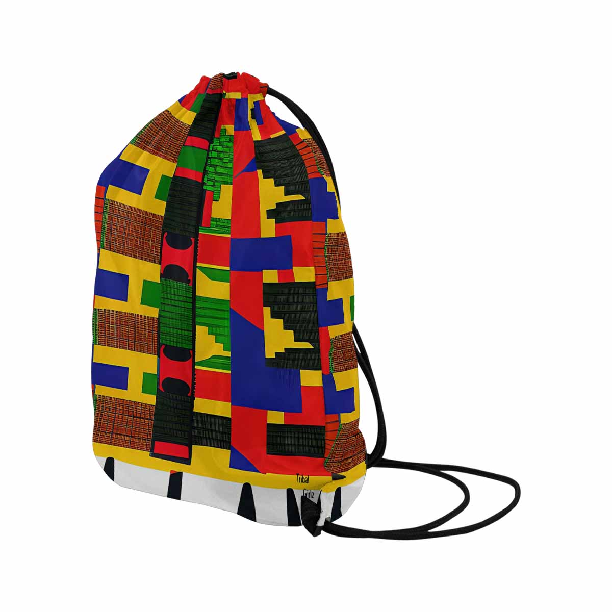 African artsy drawstring sling bag, design 12