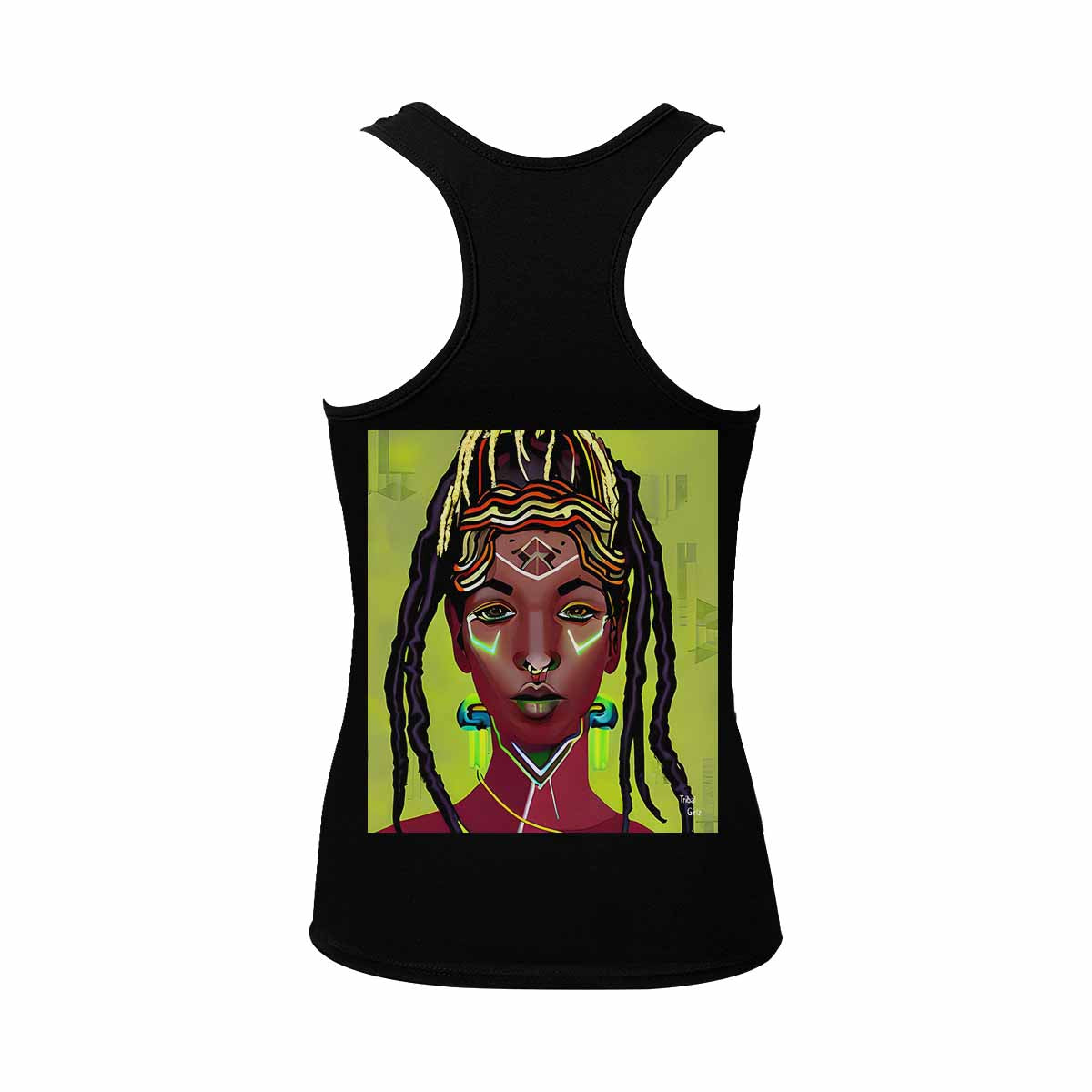 Dreads & Braids, BLACK tank top, cotton, african tribal, full image Fulangiara 44