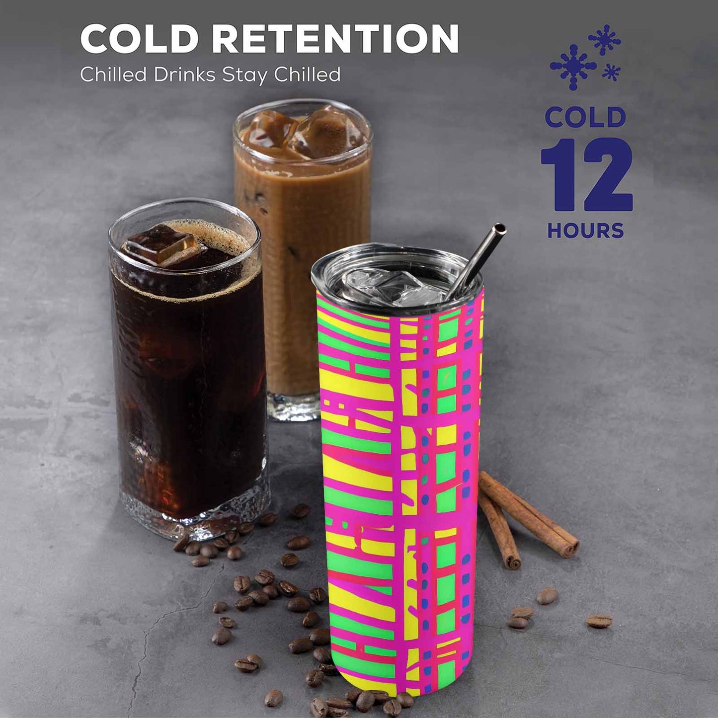 African Art, tall stainless steel insulated tumbler, travel mug, design 10