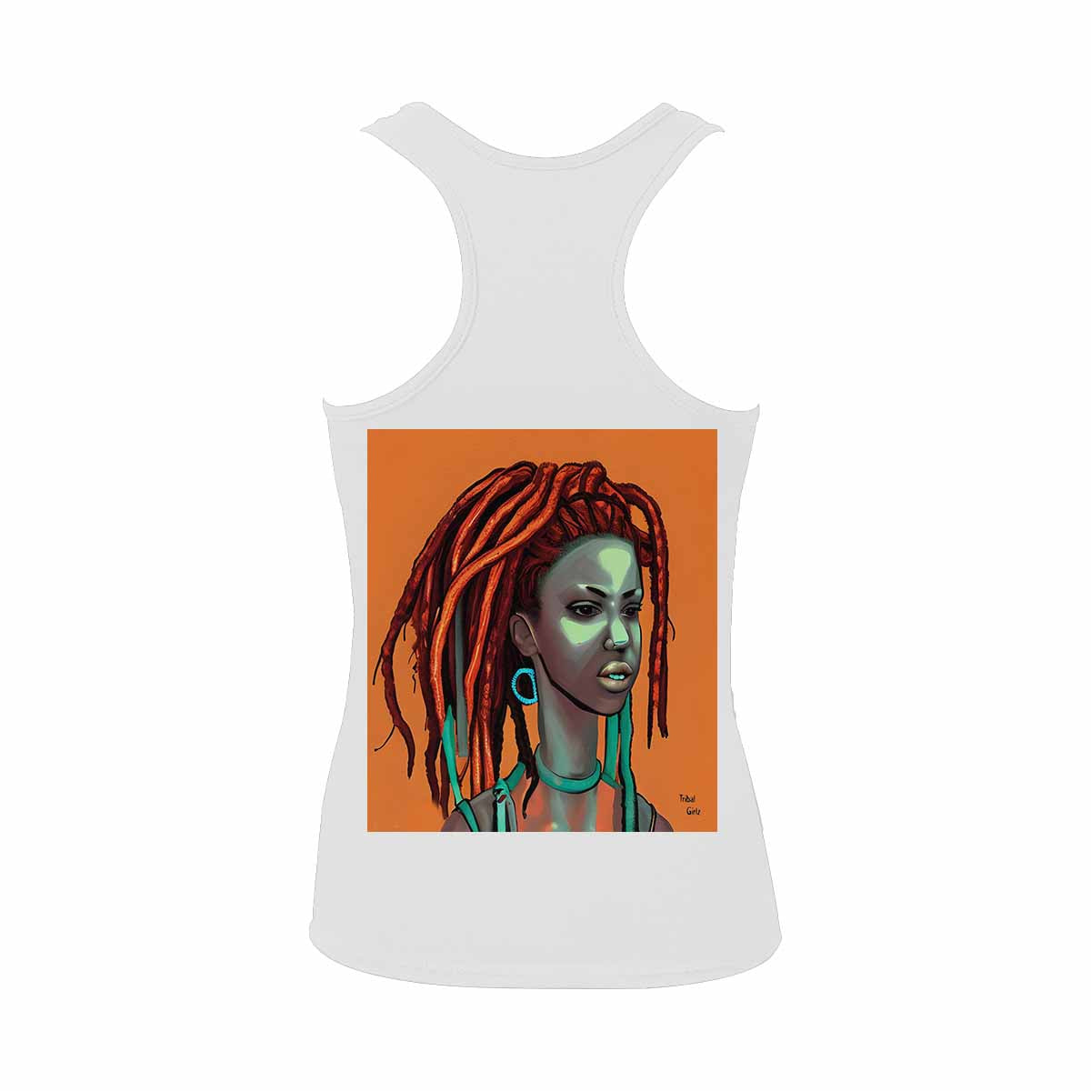 Dreads & Braids, WHITE tank top, cotton, african tribal, full image Fulangiara 38