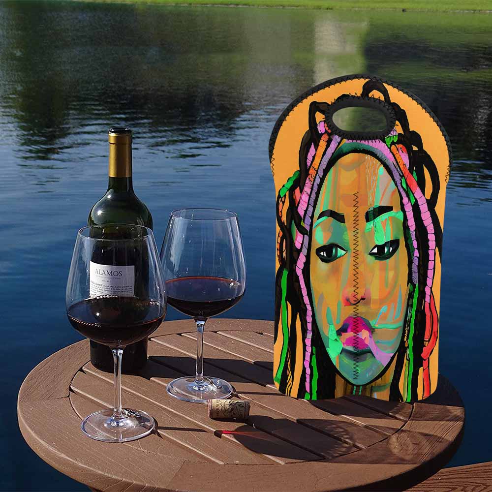 Dreads & Braids, 2 bottle wine bag, picnic or gift, african tribalgirlz Fulangiara 3