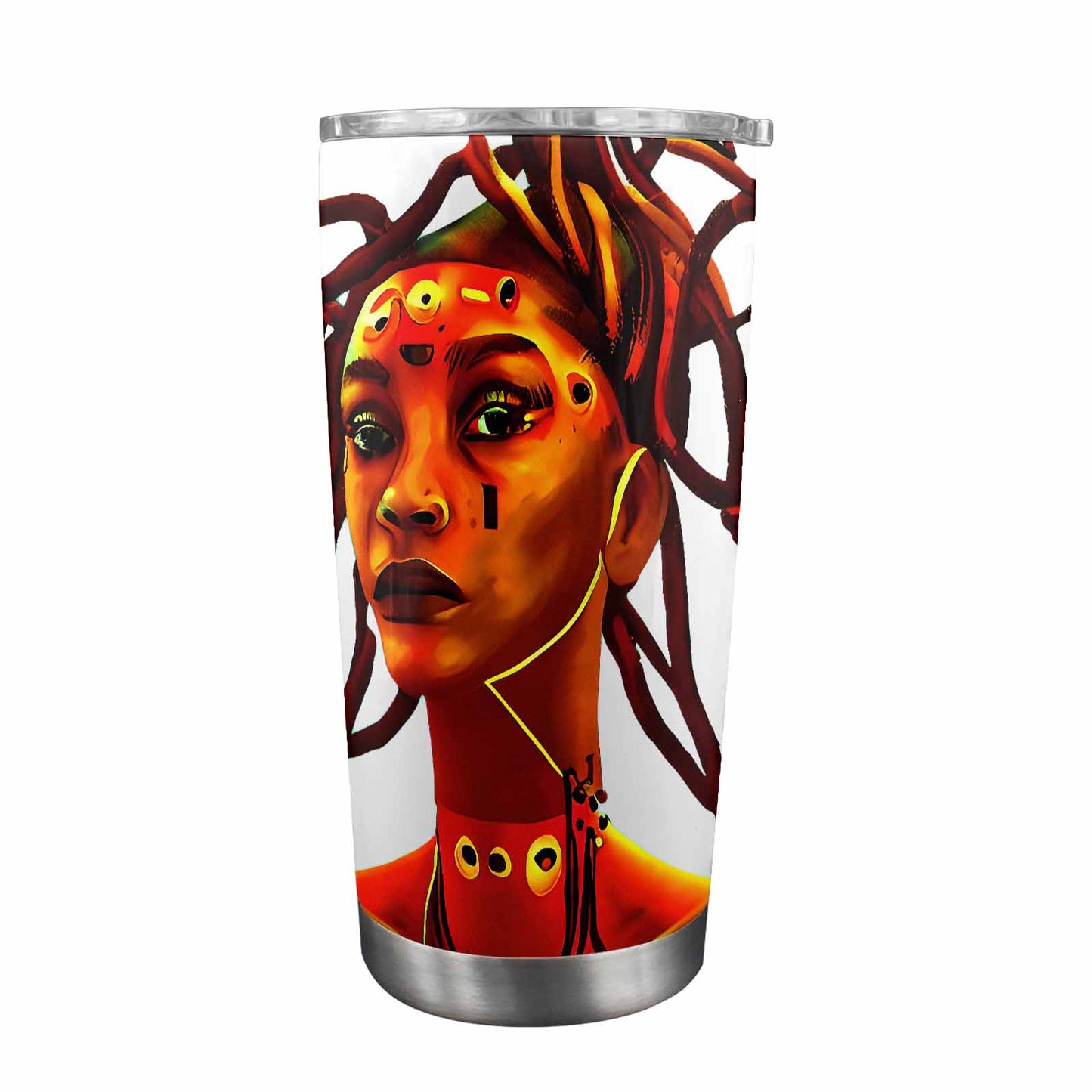 Dreads & Braids, Transparent Tumbler, mug, african tribal, outline BL, Fulangiara 37