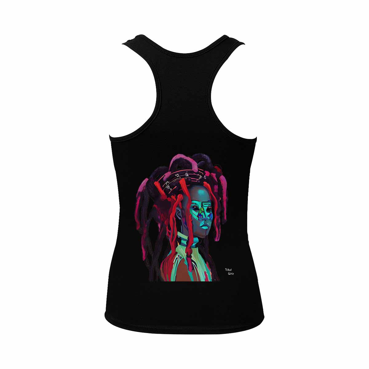 Dreads & Braids, BLACK tank top, cotton, african tribal, outline WL, Fulangiara 7